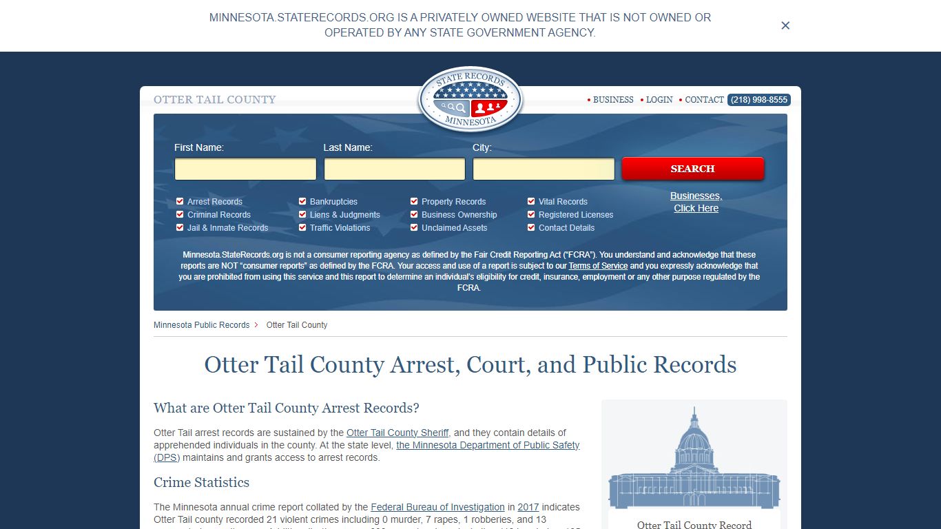 Otter Tail County Arrest, Court, and Public Records